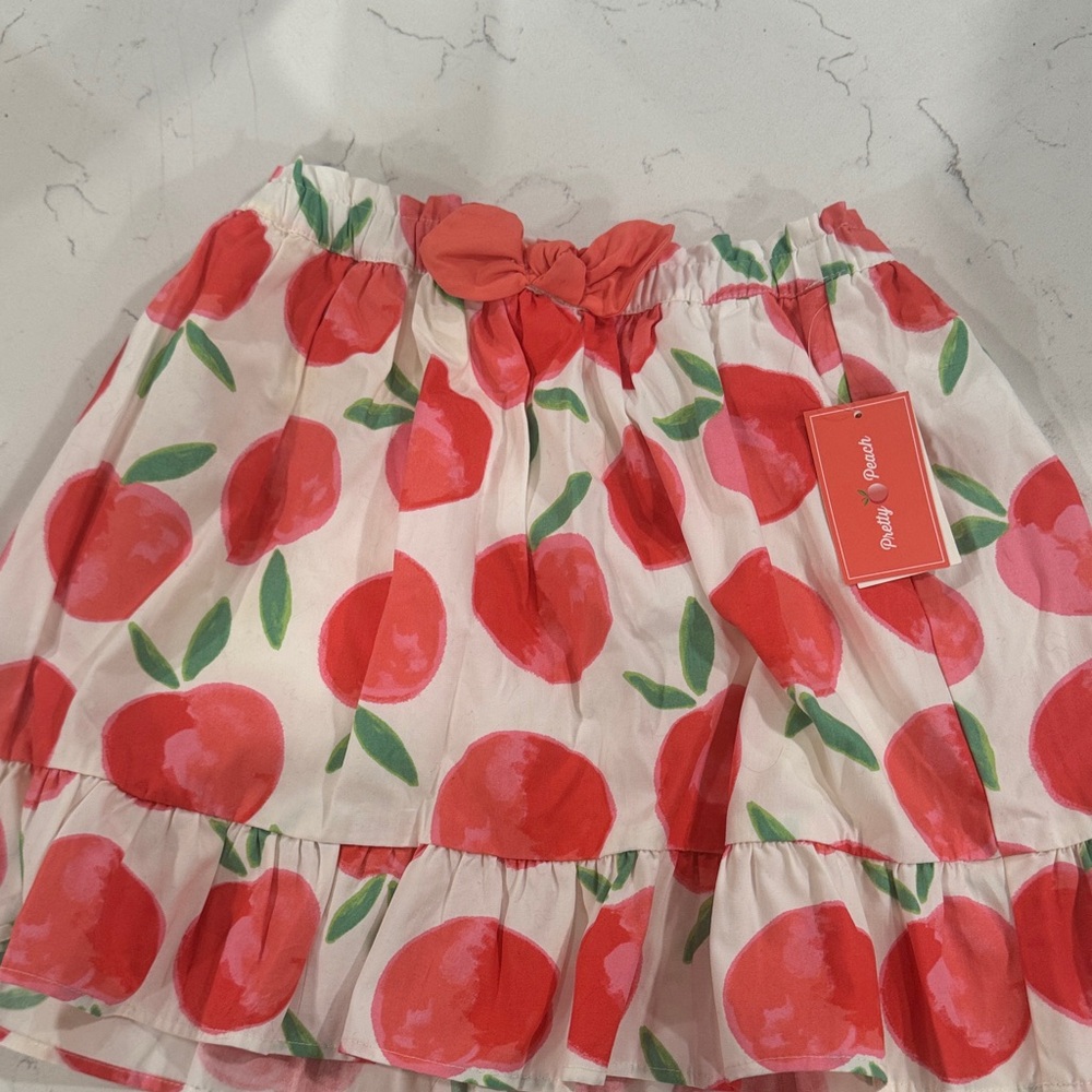 Peach Print Skirt with Bow
